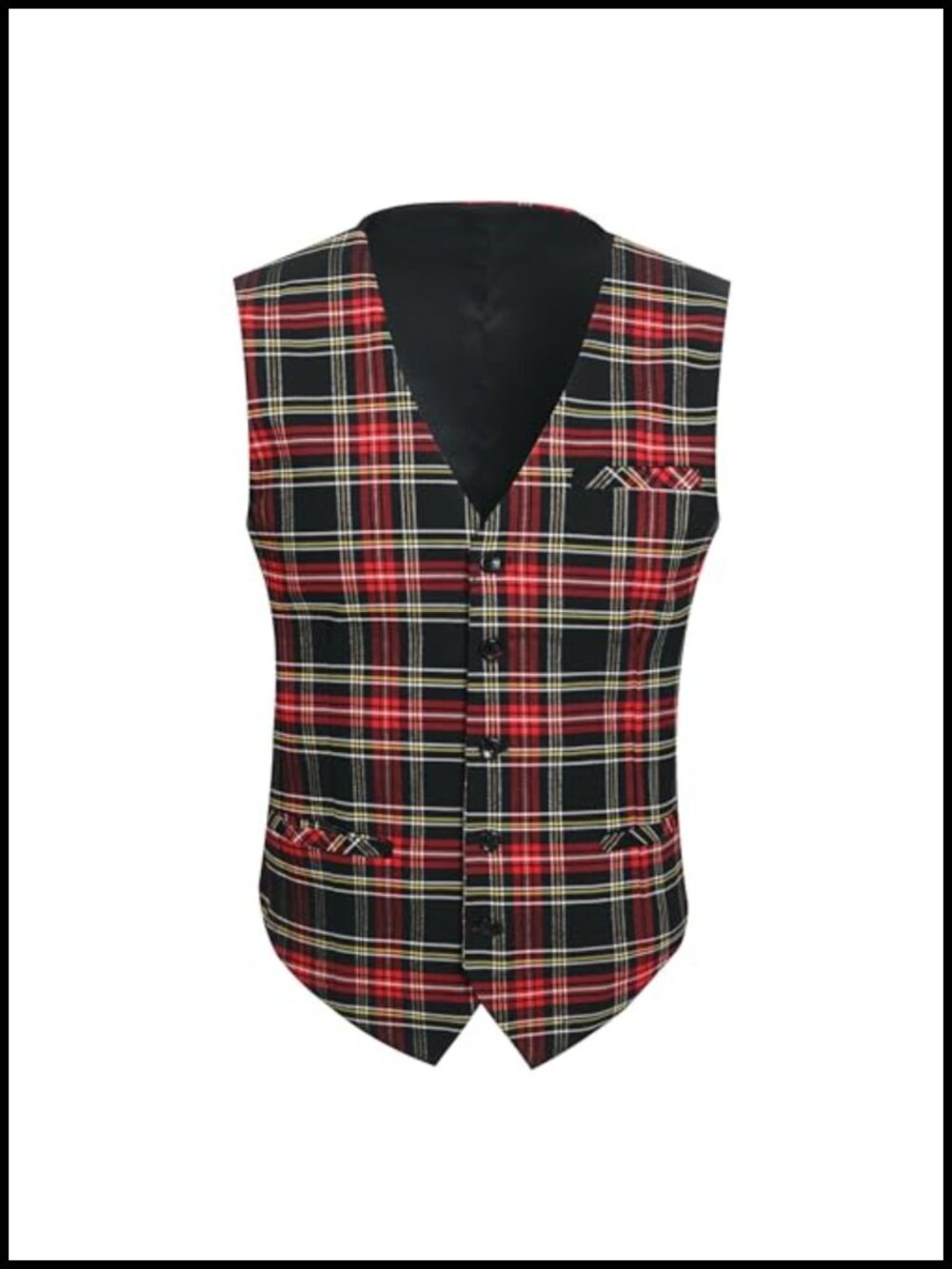 Mens Plaid Suit Vest Slim Fit Stretch Business Casual Formal